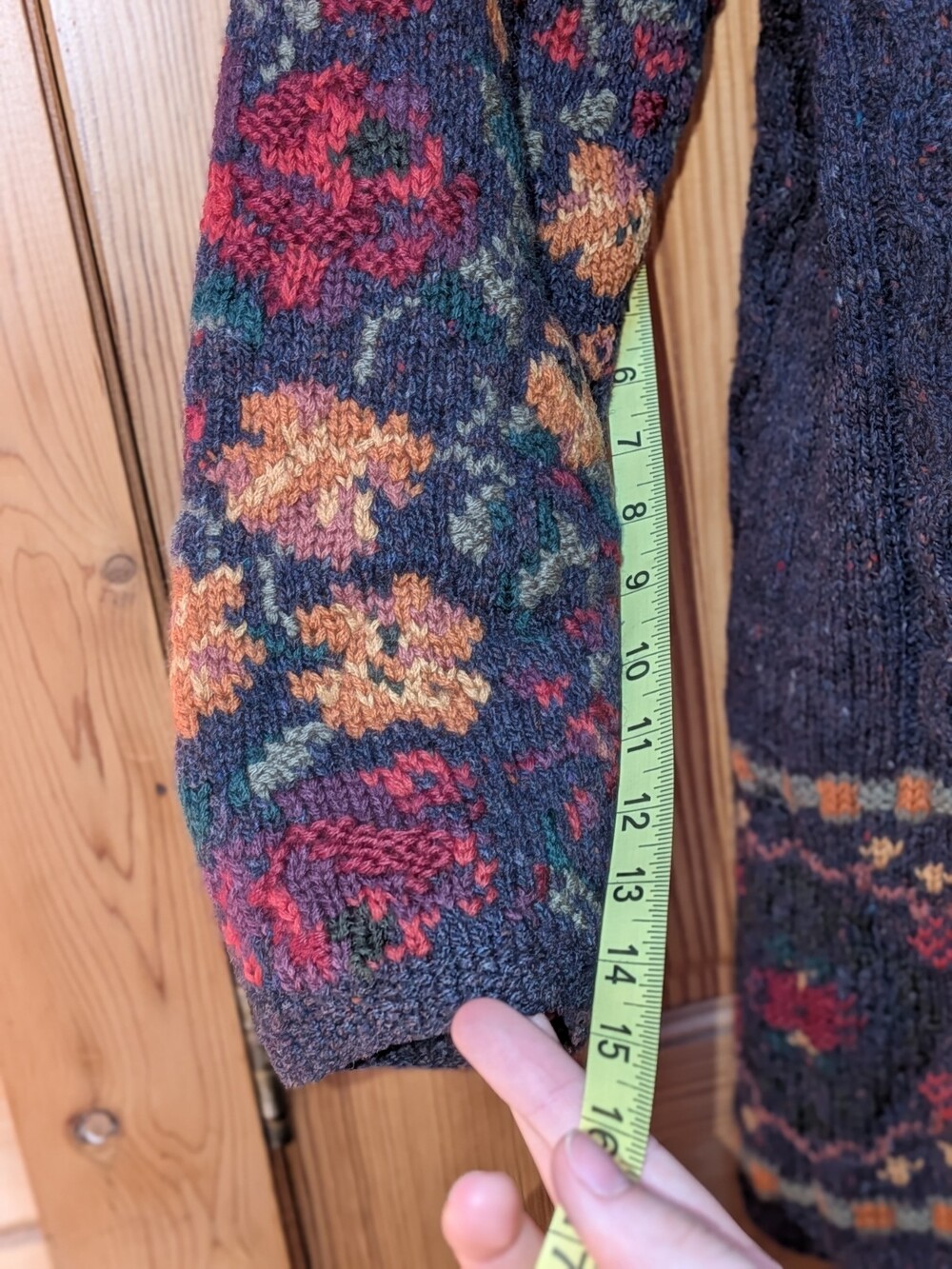 VTG 90s Laura Ashley Wool Tunic Sweater Womens S Floral Cottagecore Cable Knit - Picture 7 of 16